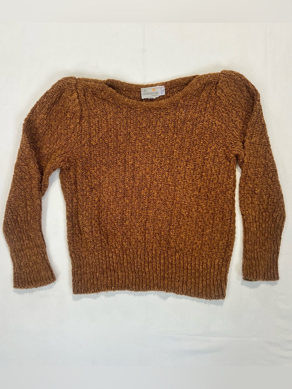 Vintage Liz Clairborne Petites Cozy Brown Textured Knit Sweater - Women's